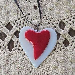 Red and White Heart Pendant